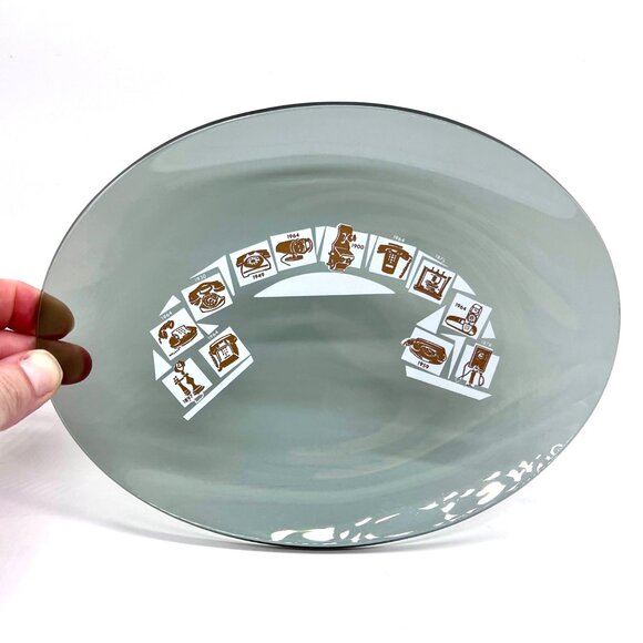 Bell System Telephone Memorabilia Smoked Glass Dish Spindle Decor - Picture 2 of 9